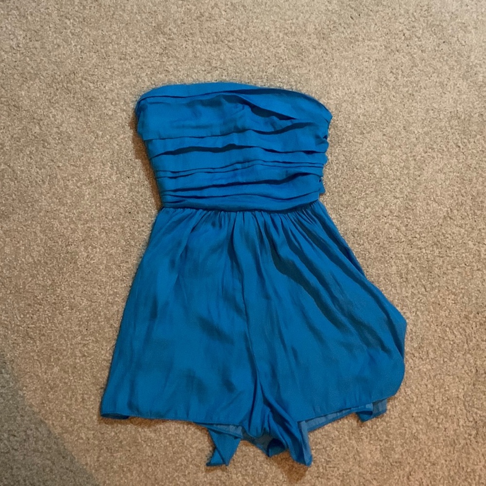 blue vestique “ocean drive” strapless romper